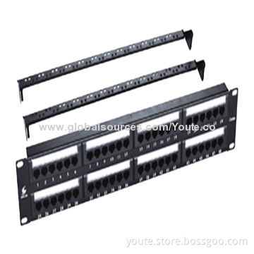 UTP Cat5e Patch Panel, 48 Port, LSA and 110 Dual-use IDC, with Back Bar